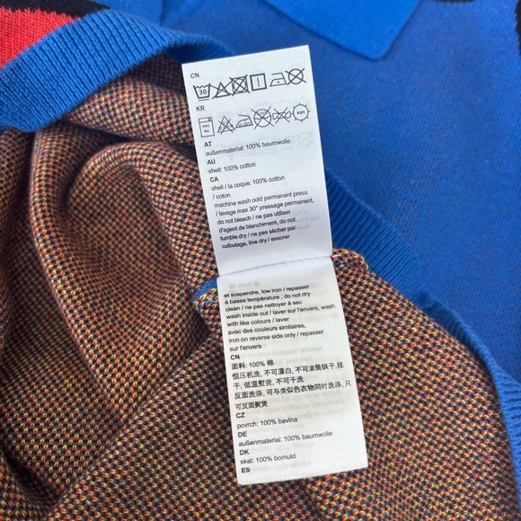 WESC Collar Blue w/Red Floral Polo 100% Cotton Oversized Men’s M Women L - Picture 10 of 11